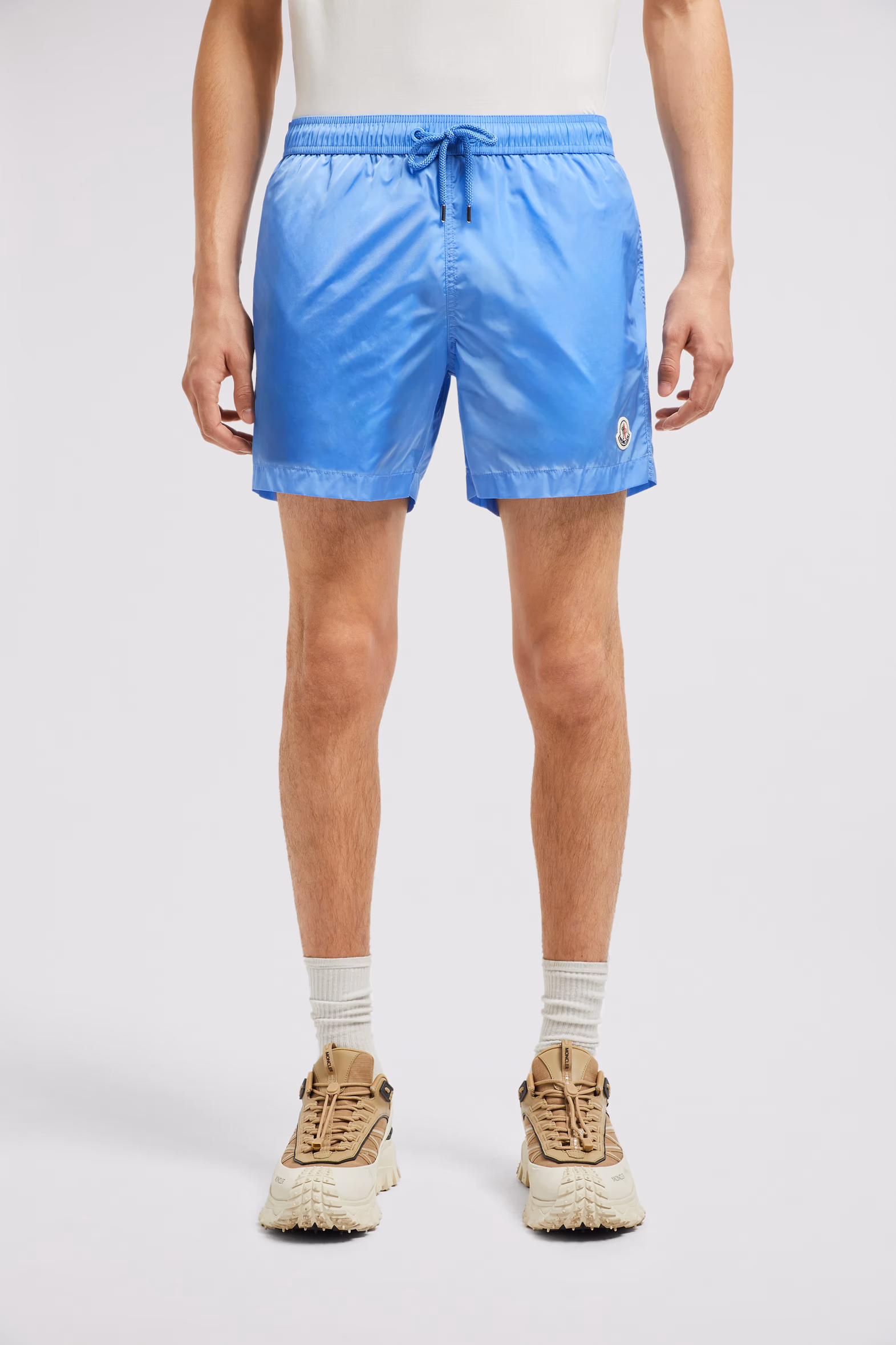 Logo Patch Swim Shorts Men Light Blue Moncler 3
